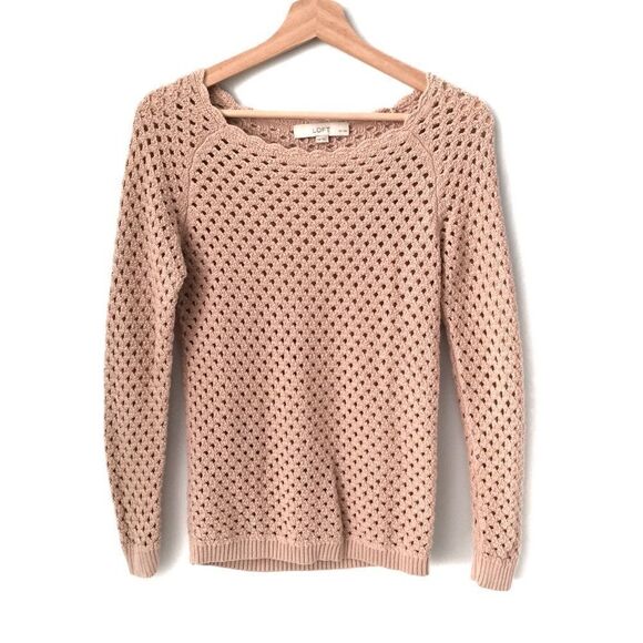 Loft Petites Crochet Sweater in Rose Pink Size XSP - Picture 1 of 5